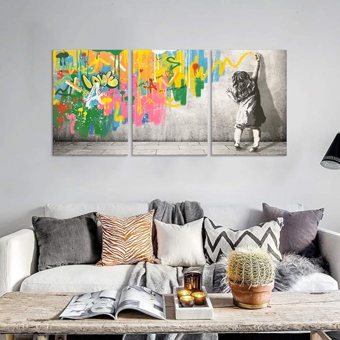 Novatique Street Graffiti Wall Art Banksy Wall Art Modern Butterfly Art for Teens Bedroom Colorful Graffiti Picture Print Home Decor for Living Room Office,20”x 28”x3 Pcs