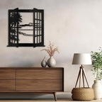 SIGNLEADER Metal Wall Art Decor Tropical Sunset Scenery Modern Abstract Wall Sculpture Hangings Home Decoration for Living Room, Bedroom, Bathroom, Kitchen, Outdoor - 18" Black