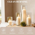 Pillar Candles Bulk Set - Unscented, Smokeless, Dripless | 3 Sizes: 2x3, 2x6, 2x8 Inches | Ideal for Weddings, Christmas & Home Decor (18, Ivory White)