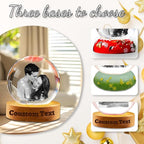 Personalized Photo Crystal Ball Engravable Text Picture Snow Globe Customized Crystal Frame Gifts for Family Couples Friends on Birthday Anniversary Halloween Thanksgiving Day