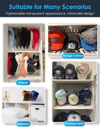 OAPRIRE Hat Stand for Baseball Caps, No-Install Acrylic Hat Organizer and Display for Closet/Desktop, Baseball Hat Storage Holds 14 Caps, Space Saver Hat Rack Hat Holder (2 Pack, Clear)