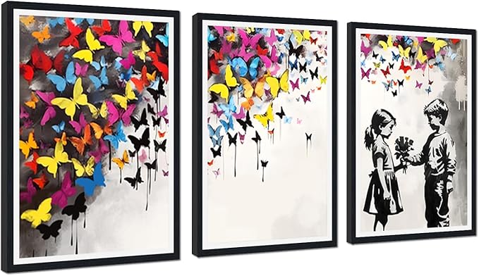 Novatique Abstract Painting Pop Art Wall Decor Banksy Canvas Wall Art Graffiti Street Print Pictures for Bedroom Living Room,24" x 36" x 3pcs