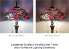 Tiffany Floor Lamp, 16" Stained Glass Maple Leaf Shade with Antique Bronze Base, 2-Light E26 Pull Chain Standing Reading Light for Living Room Bedroom16x16x64 Inches (Purple Blue Maple Leaf)