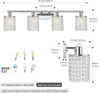 Crystal Bathroom Vanity Lights Over Mirror Chrome Vintage Wall Light Fixture 4-Lights Wall Sconce with K9 Crystal Shade Modern Kitchen Wall Lamp for Living Room Closet Hallway Apartment