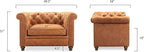 Poly & BARK Lyon Leather Lounge Chair 49" – Cognac Tan Full-Grain Leather Upholstery – Modern Upholstered Accent Chair for Living Room or Bedroom – Indoor Lounge Seating with Lasting Comfort