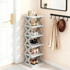 Shoe Rack, Collapsible Kids Shoe Rack, 6-Tier Small Foldable Shoe Organizer for Entryway, Dorm, Bedroom (Grey-x)