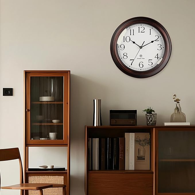 Atomic Wall Clock 10 Inch, Silent Non-Ticking Vintage Clock Battery Operated Classic Analog Decorative for Kitchen, Living Room, Office, Bedroom, Bathroom (Bronze)