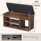 Apicizon 31 Inches Storage Bench, Shoe Bench with Flip Top Storage Space and Padded Cushion, Wooden Entryway Bench for Entryway, Living Room, 2-Tier Shoe Rack Organizer, Brown