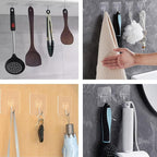 Heavy Duty Adhesive Wall Hooks - Strong & Transparent, Hold up to 22lb, Waterproof & Reusable, Ideal for Kitchen, Bathroom, and Office (30 Pack)