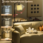 keomaisyto Skinny Console Table with Outlet & 3-Color Light, Sofa Tables Narrow Long - 3 Color Temperature Bulb Adjustable, Behind The Couch Table for Living Room, Bedroom, Balck