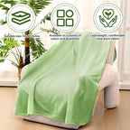Newwiee 12 Pcs Fleece Throw Blankets Bulk 50'' x 60'' Oeko-tex Standard 100 Certified Spring Outdoor Wedding Guest Blankets Lightweight for Sleepover Donation Lap Pet Sofa Home (White/Green)