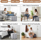 Tiita Floral Pouf Ottoman, Foot Stools Ottoman with Foam Chunk Filling, Puff Foot Rest for Couch, Living Room, Kids Room, Grey