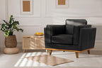 Valencia Artisan Full Leather Accent Chair 41.5” | Pure Full Italian Nappa Leather Chair, Solid Wood Accent, Ultimate Comfort, Black