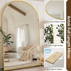 Antok Full Length Mirror, 72"x44" Floor Mirror, Arched Floor Standing Freestanding Arch Full Body Mirrors with Stand for Bedroom, Hanging Mounted for Living Room Cloakroom,Gold