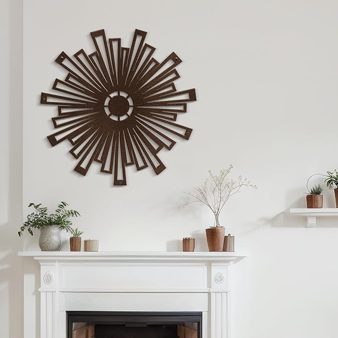 SIGNLEADER Metal Wall Art Decor Bronze Abstract Shapes Minimalist Modern Abstract Wall Sculpture Hangings Home Decoration for Living Room, Bedroom, Bathroom, Kitchen, Outdoor - 30" Bronze