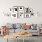 Egofine 4x6 Picture Frames Set of 4, Made of Solid Wood Covered by Plexiglass 3x4.5 and 3.5x5 with Mat or 4x6 without Mat, for Table Top Display and Wall Mounting Photo Frame, Light Grey
