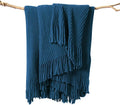 lifein Throw Blanket for Couch, Soft Boho Decor Bed Throw,Cozy Washed Blue Knitted Chenille Small Farmhouse Lightweight Throw (Washed Blue,60 * 80")