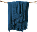 lifein Throw Blanket for Couch, Soft Boho Decor Bed Throw,Cozy Washed Blue Knitted Chenille Small Farmhouse Lightweight Throw (Washed Blue,60 * 80")