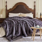 Fluffy Faux Fur Throw Blanket – Super Soft Warm Thick Plush Blanket for Bed, Couch & Office, Cozy Fuzzy Throw with Flannel Backing,50"x60", Grey