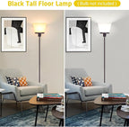 Modern Tall Standing Lamp for Living Room and Bedroom - Brown with White Plastic Shade