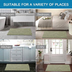 H.VERSAILTEX Bath Mats for Bathroom Non Slip Thick Chenille Striped Bath Rug Absorbent Fluffy Soft Shaggy Rugs Washable Dry Fast Plush Mats for Indoor, Bath Room, Tub - 20" x 32", Eucalyptus Green