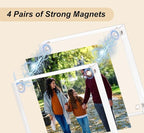 Acrylic Picture Frame 6x6-5 Pack, Clear Double Sided Frameless Photo Frame with Magnetic, Free Standing Desktop Acrylic Frame Display, Lucite Frame with Gift Box Package