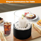 EastFlame Tabletop Pillar Hurricane Candleholder with Decorative Stones - Suitable for Dia 3" and Below Pillar Candles and Scented Candles, Gift for Lovers' Gathering, Home Decor, Parties & Weddings