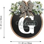 Circular Surname Front Door Welcome Sign - 26 Letter House Wreath, Front Porch Decorations, Year-Round Home Decor (G)
