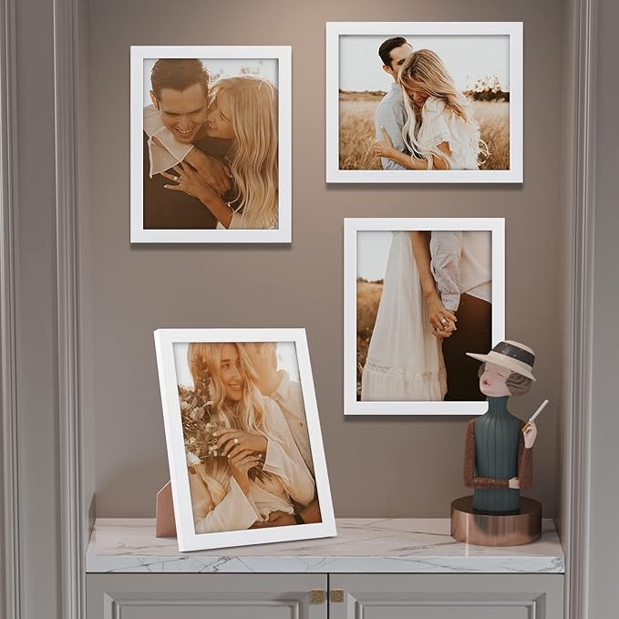 Giftgarden White 8x10 Picture Frame 7 Pack, Modern White Woodgrain 8 by 10 Photo Frames for Wall or Tabletop Display