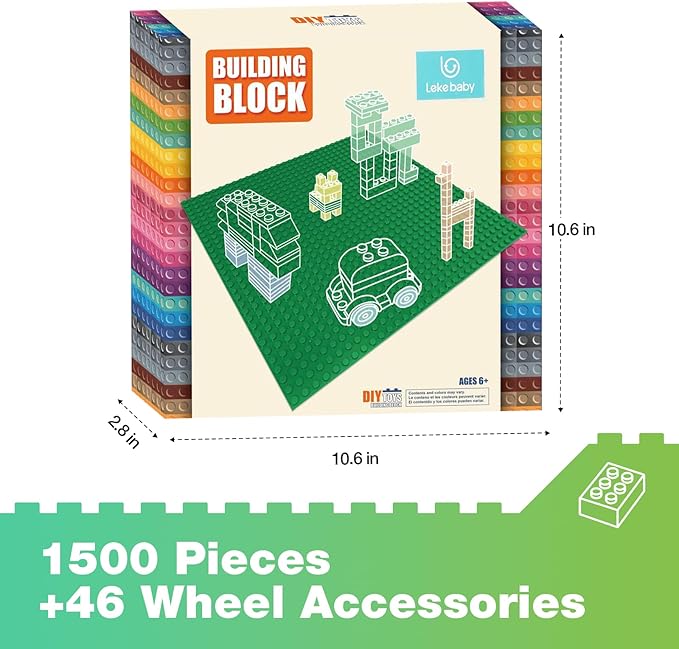 Lekebaby 1546 Pieces Classic Building Blocks Creative Bulk Building Bricks Sets, Compatible with All Major Brands, Educational Toy for Boys Girls 6 Years Old and Up