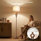 Scenekoy Sculptural 65.5” Floor Lamp for Living Room Bedroom, Bronze Wood Finish & Resin Body, Pull Chains Switch Standing Lamp, Brightness Adjustable Corner Lamp with Bulb Prefer for Home Office Bar