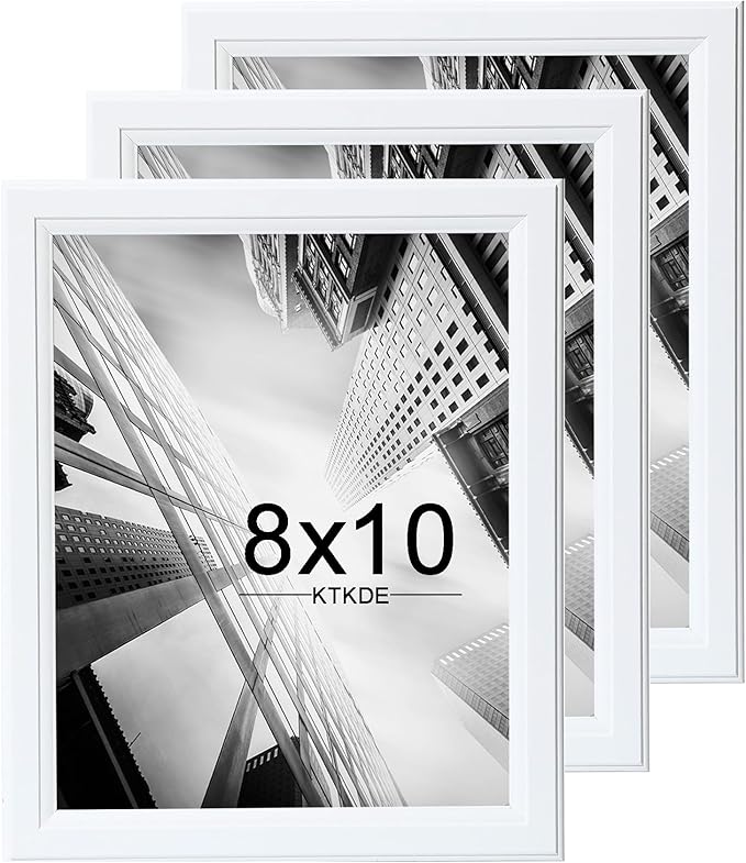 KTKDE 8x10 Picture Frame Set of 3,White Wooden frams, Vertical & Horizontal Wall Hanging for Wall or Tapletop Display,Studio Gallery Photo Frame for Photos, Posters & Art Prints