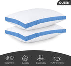 Utopia Bedding Bed Pillows for Sleeping Queen Size (Blue), Set of 2, Soft & Fluffy Pillow with Down Alternative Filling, Cooling, Hotel Quality, Gusseted Pillow for Back, Stomach or Side Sleepers