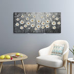 YaSheng Art - 24x48inch Abstract Art Painting，Oil Painting on Canvas Texture Black and white flower Oil Painting Hand-Painted Abstract Artwork Canvas Wall Art Paintings Modern Home Decor Art