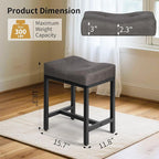 Saddle Seat Vanity Stool, Makeup Stool Chair with Metal Leg, U-Shaped Leather Ottoman Foot Rest Stool, Small Square Chairs Under Desk for Vanity, Living Room, Bedroom, Modern Makeup Bench Grey&Black
