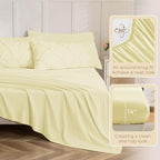 Sasttie Queen Comforter Set, 7-Piece Bed in a Bag, Pintuck Bedding Sets for All Season, Includes Comforter, Flat Sheet, Fitted Sheet, Pillowcases and Pillowshams, Cream Yellow