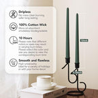 New Burning Formula Unscented Dripless 12-Inch Taper Candles Set of 12 - Dark Green, for Wedding, Dinner - Smokeless, Long Burning - Hand Poured, Colored Tall Candlesticks - Verde Oscuro