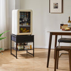 Adjustable Side Table with Drawers, Refrigerator Table,Square Coffee Table, Large Printer Stand, End Table Black YD-TM156B