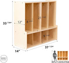 4-Section Coat Locker with Bench & Cubby Storage Organizer Cubes, Wooden Backpack Storage Organizer with Coat Hooks and Cubbies for Kids, Daycare, Classroom