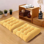 18x18in Floor Pillows Set Square Chair Cushion Pad for Sitting Tufted Corduroy Seat Cushions for Living Room Balconies Office Yellow