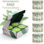 4 Pack Sage Candles, White Sage Candle with Crystal Healing Stones for Cleansing House Negative Energy Smudge Kit, Natural Soy Wax Aromatherapy Candles Gift Set Spiritual Meditation Housewarming Gifts