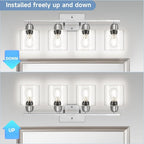 Modern Brushed Nickel 4 Light Bathroom Light Fixtures, 24 inch Vanity Lights for Bathroom with Clear Glass, Vanity Lights for Mirror Kitchen Living Room Hallway Cabinet Porch