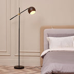 Globe Electric 65911 60" Floor Lamp, Matte Black, Brass Pivot, Metal Shade, in-Line On/Off Foot Switch, Adjustable Arm, 6-Foot Cord, Modern Standing Light for Living Room, Reading, or Office
