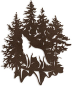 SIGNLEADER Metal Wall Art Decor Wolf and Pine Tree Minimalist Modern Abstract Wall Sculpture Hangings Home Decoration for Living Room, Bedroom, Bathroom, Kitchen, Outdoor - 18" Bronze