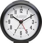 La Crosse Technology 617-710B-INT 4-Inch Round Black Atomic Analog Alarm Clock