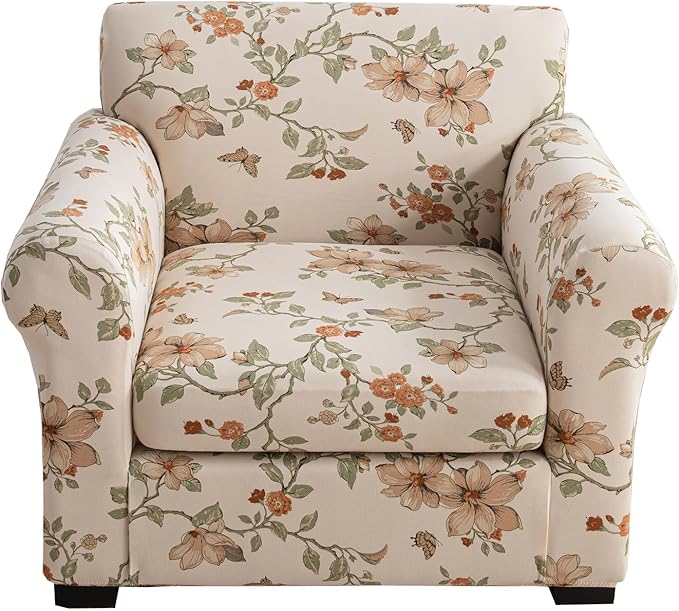 KRFOONN 2 Piece Chair Covers Printed Sofa Covers Couch Covers Washable Armchair Sofa Couch Slipcover Furniture Protector with Elastic Bottom for Living Room (Armchair, 57), Small