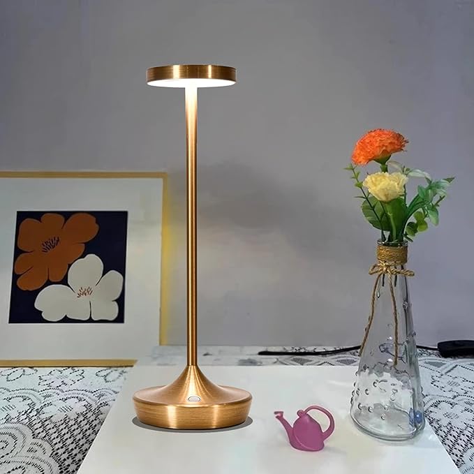 Cordless Table Lamp Rechargeable - 6000mAh LED Battery Operated Table Light - Portable Touch Dimmable Outdoor Waterproof Table Lamps for Patio Restaurant Dining (Bronze)