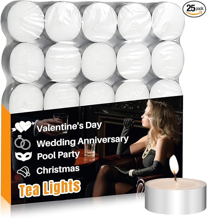 Tealight Candles - Tea Lights Candles Unscented Tea Tree Lights Mini Votive with Cotton Wick for Decorating Home,Pool,Shabbat,Wedding,Emergencies,Christmas,Halloween,Parties, Spas