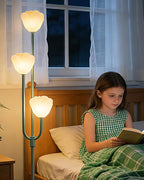 Lightdot 66IN Flower Floor Lamp 3-Lights Vintage Floor Lamps with 3000K Bulbs Included for Wedding Party Modern Dimmable Green Standing Tall Lamp for Living Room/Bedroom/Sofa Beside/Corner Decor