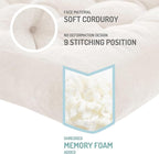 Degrees of Comfort Meditation Floor Pillow, Square Large Pillows Seating for Adults, Tufted Corduroy Cushion for Balcony Bedroom Tatami Living Room, Beige, 22x22 Inch